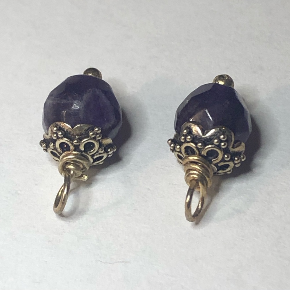 Amethyst Compose Earring Charms 925 Silver